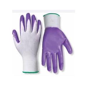 RED STEER GLOVE COMPANY, NITRILE PALM GARDENING GLOVES,PACK OF 10, (White& Purple)