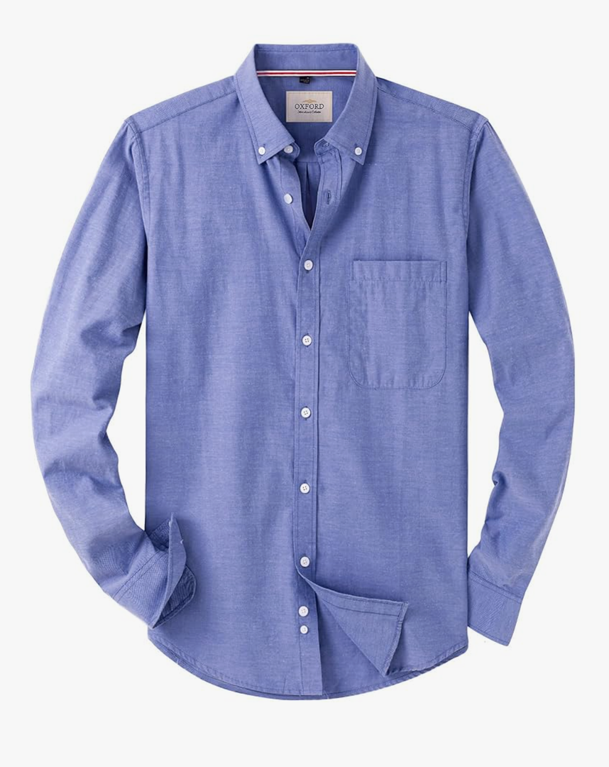 Alimens & Gentle Mens Solid Oxford Shirt Long Sleeve Dress Shirt Work Casual Button Down Shirts with Pocket M