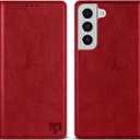 ZZXX for Samsung Galaxy S22 Wallet Case with [RFID Blocking] Card Slot Stand Strong Magnetic Leather Flip Fold Protective Phone Case for Samsung Galaxy S22 Case Wallet(Red-6.1 inch)