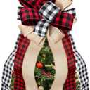 Christmas Tree Topper Large Buffalo Plaid Burlap Red and Black Gift Bow for Xmas Tree Handmade Holiday Party Decorations-13 x 29 Inch