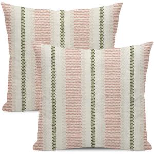 Pink Sage Green Pillow Covers 24x24 Inch Set of 2 Boho Outdoor Striped Throw Pillows Abstract Polka Dot Modern Geometry Decorative Pillowcase Linen Cushion Case Decorations for Sofa Couch