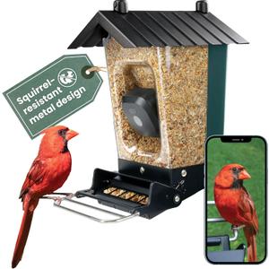Perky-Pet Smart Bird Feeder with Camera - Squirrel-Resistant, 3.5 lb Capacity, Motion Activated 1080p HD, Wi Fi, SPCAM - Camera Feeder Gift Idea