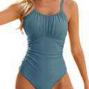 Modest One Piece Swimsuit Women Tummy Control 2026 Long Torso Slimming Bathing Suit Cute Floral Swim Suits (Medium)