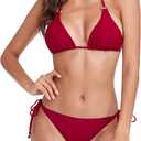 RELLECIGA Women's Triangle Bikini Set (Medium, Wine Red(ring Style))