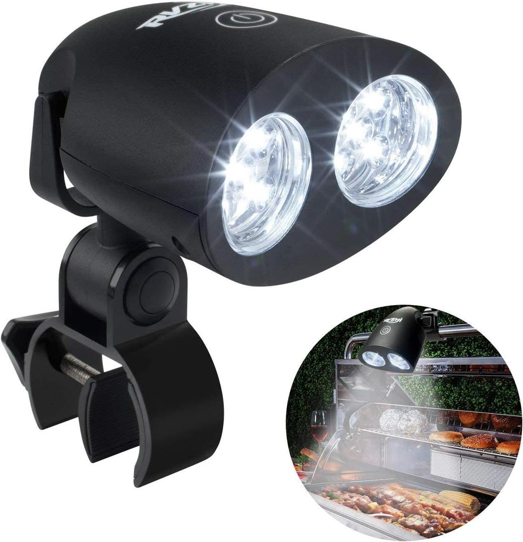 Grill Light BBQ Accessories: Upgraded 10 LEDs Bright Outdoor Grill Light - Unique Valentines Day Gifts for Him Mens Husband Dad - Flexible Rotation Adjustable C-clamp Smoker Grilling Accessories