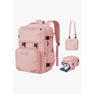 Maelstrom Travel Backpack for Women Men, 2 in 1 Crossbody Bag Laptop Backpack Fits 15.6-17.3 Inch Laptop, 26L Work/Nurse/Teacher Bag, Carry On Backpack with Shoe Compartment, Pink