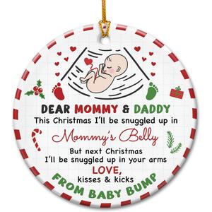 Pregnancy Announcement Christmas Ornaments - Ceramic Baby Coming Soon Ornament 2026, Baby Bump, Pregnancy Gifts for Expecting Mom, Dad - New Parents to Be Gift Ideas from Wife, Husband