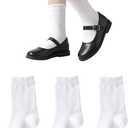 Marchare Girls Ruffle Socks White Dressy Socks School Uniform Sock Heart Bow Design For Girl (White)
