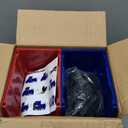 Stackable Storage Bins 12 Pack (7x5x4 Inch), Plastic Stackable Storage Organizer Bins Wall Mounted Hanging Small Parts Bin for Garage, Workbench & Office (Blue & Red)