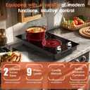 2 Burners Electric Cooktop 2000W, Plug in Electric Stove Top110v, Countertop & Built-in Cook top 12 Inch, 2 Burner Cooktop Knob Control, 9 Power Levels, Grey knob, Karienvir, 12 Inch 2 Burner Grey Konb