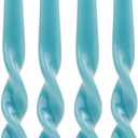 MAITREYA Teal Taper Spiral Stick Candles - Handmade Twisted Set of 4 for Decoration, Weddings, Party, Church - Unscented, Dripless, 10 inch