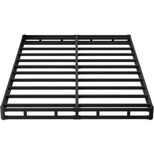 Box Spring Full Size Bed 4 Inch Low Profile, Heavy Duty Metal Box Spring Bed Base with Fabric Cover, Mattress Foundation, Easy Assembly, Noise Free, Black