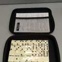 Jumbo Dominos Set for Adults with 4 Wooden Racks/Trays, Double 6 Dominoes Travel Set with Portable Case Double Six Dominoes Set with 4 Tiles Holders, 28 Tiles Dominos Set for Family Board Games