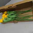 Sggvecsy 15 Pcs Fake Tulips Artificial Flowers Real Touch PU Faux Flowers Tulip Stems for Wedding Spring Bouquet Floral Arrangement Home Party Office Decorations for Mother's Day (Dark Yellow)