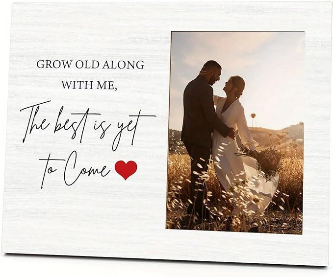 RYSMH Wedding Picture Frame, Couple Wood Photo Frame, Engagement Anniversary Wedding Valentines Day Gifts For Couple Husband Wife, The Best Is Yet To Come World Frame g05, 10x15cm