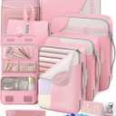 8 Set Packing Cubes for Travel, Gifts for Women Mom,Anti-Tearing Suitcase Organizer for Luggage with Shoe & Hanging Toiletry Bag,OlarHike Vacation Essentials & Accessories for Cruise Ship,Dream Pink