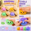 Dumpling Squishies with Food Steamer Box,Colorful Squishies Dumpling Stress Relief Balls,Sensory Fidget Squeeze Toys Cute Desk Toy