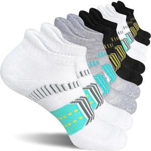 suaskk Womens Athletic Cushioned Anti-Blister Comfort Running Ankle Socks 5 Pairs (Black, S)