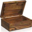 Large Wooden Keepsake Box, Vintage Storage Box with Hinged Lid, Decorated Wooden Memory Box for Crafts Art Hobbies Photos and Valentine's Day Decoration