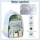 CAMTOP Clear Backpack Heavy Duty Transparent Bag See Through BookBag for Student School Work Festival Sport Travel (Blue Flower)