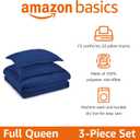 Amazon Basics 3-Piece Soft Microfiber Kid's Comforter and Pillow Sham Set, Full/Queen, Navy, Solid