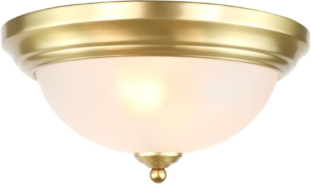 Gold Ceiling Light Fixture - 15 Inch Flush Mount 2-Light Modern Ceiling Light for Bedroom, Bathroom, Entry, Hallway, Living Room, Closet, Kitchen (15inch, Bronze Gold)