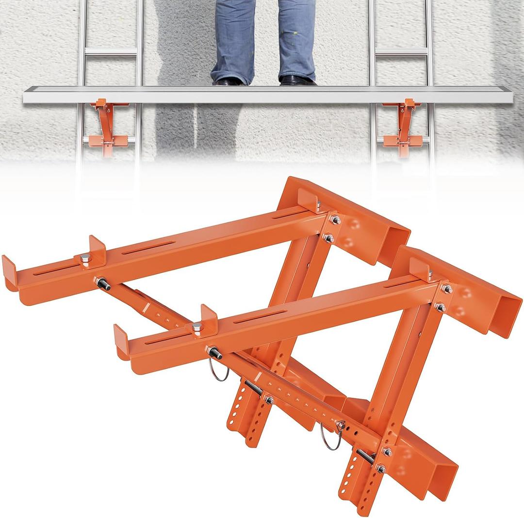 2 Pack Ladder Jacks for Scaffolding Platform Heavy Duty Steel Ladder Jacks Scaffold Bracket Extension Ladder Jack for Roofing Painting Jobsite 20 inch Platform
