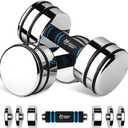 Steel Dumbbells Ultracompact & Adjustable Chrome Dumbbell Set 20lb Pair) with Foam Handles Home Gym Workout (Standard-Finish 20lb×2)