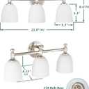 Bathroom Vanity Light, 3-Light Bathroom Light Fixtures Over Mirror, Traditional Vanity Lights for Living Room, Milk White Bell Glass Shades, Standard E26 Base, Polished Nickel