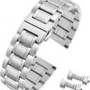 Quick Release Stainless Steel Watch Band Bracelet 12mm to 24mm Straight & Curved End Universal Stainless Steel Metal Watch Strap Smartwatch Replacement Band Men Women