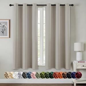 MIULEE Natural Blackout Curtains - Bedroom Window Treatment Curtains Thermal Insulated Room Darkening Drapes for Living Room Kitchen Grommet Light Blocking Drapery, 40 x 45 Inches Long, 2 Panels