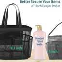 2 x F-color Mesh Shower Caddy Portable, 8.3" Deeper Pockets Large Shower Caddy Bathroom Caddy for College Dorm Room Bathroom Essentials, 2 Handles Shower Bag Tote for Gym Rv, Camp with S Hook, Black
