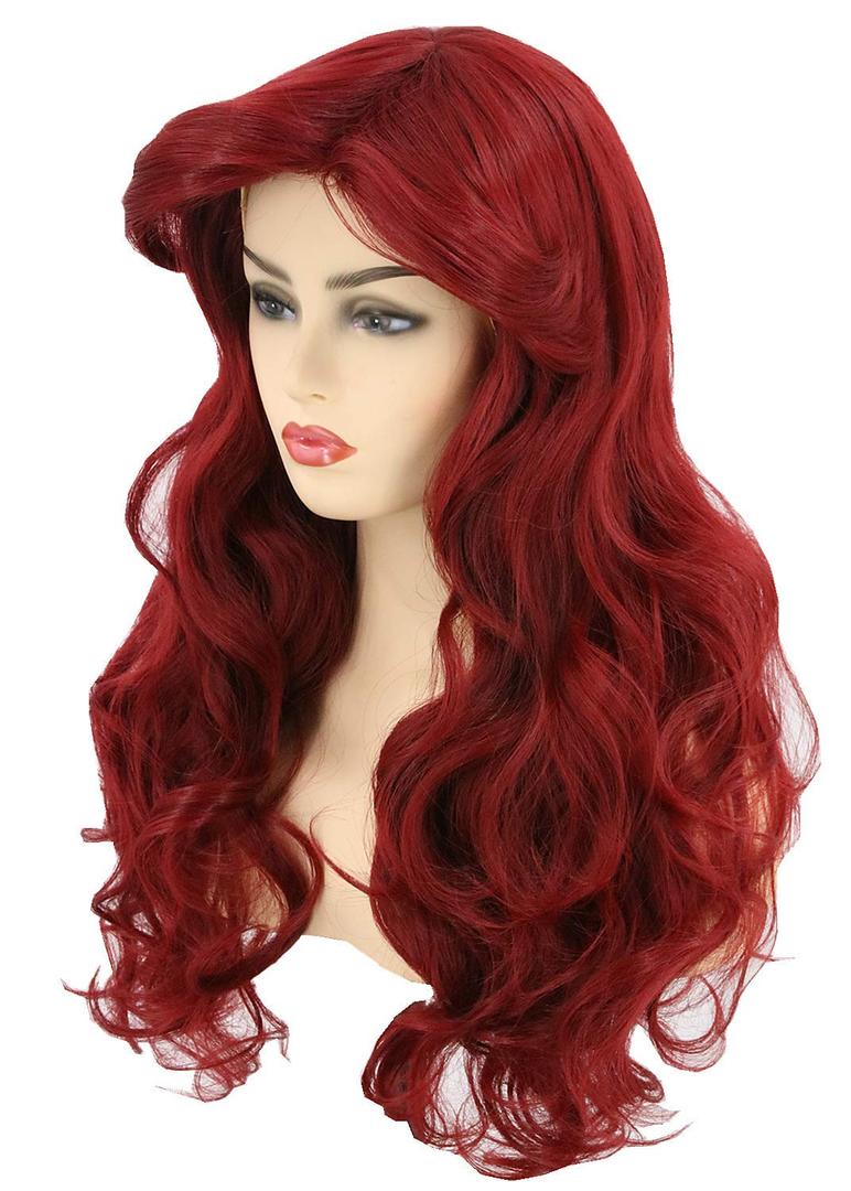 Topcosplay Women's Wig Dark Red Long Wave Halloween Cosplay Costume Wigs Burgundy