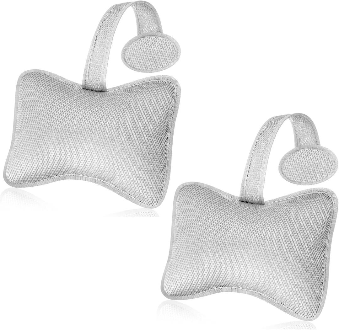 2 Pcs Hot Tub Pillows for Inflatable Bathtub 10.62 x 8.26 Inch Universal Hot Tub Accessories Spa Patio Lounge Chair Headrest Head Neck Support with Adjustable Hook for Pool Outdoor (Grey) (Gray)
