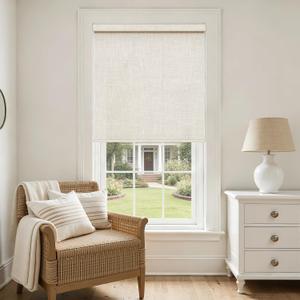 Natural Linen Cordless Roller Shades Light Filtering Blinds 34" W x 72" H