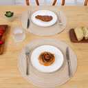 SHACOS Round Placemats Set of 6 Cotton Polyester Braided Place Mats 15 inch Heat Resistant Washable Table Mats for Kitchen Dining Party Natural Table Decor (Beige, 6)