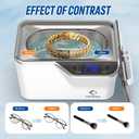 LifeBasis Ultrasonic Jewelry Cleaner, Professional 45kHz Ultrasonic Cleaner Machine 20 Ounces (600ML) with Digital Timer, Watch Holder Ultrasonic Glasses Cleaner for Ring, Coin, Watch, Denture -White