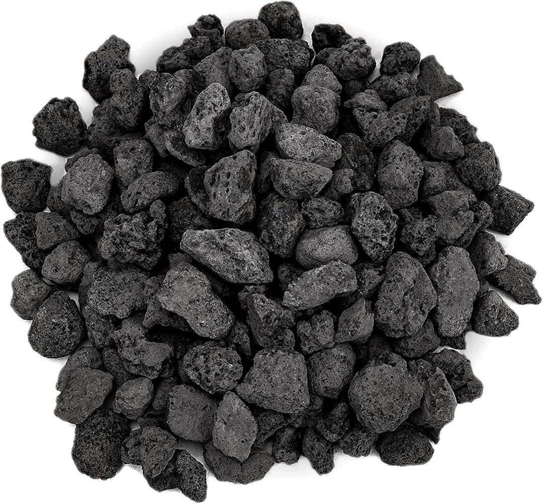 Onlyfire Black Lava Rock 10 Pounds Volcanic Lava Stones for Indoor Outdoor Fire Pits Fireplaces Gas Grill and Landscaping, 0.3-0.6 Inch