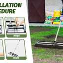 Updated Lawn Leveling Rake 40"x10", Lawn Leveler with Aluminum Rollers, Yard Leveling Rake Stainless Steel with 27-80" Adjustable Handle, Heavy-Duty Ground Leveler Suit for Garden, Golf Lawn, Farm