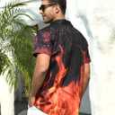 RAISEVERN Mens Hawaiian Shirt Casual Button Down Short Sleeve Tropical Beach Dress Shirt for Summer Holiday (Black, M)