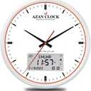 Azan Clock, Muslim Athan Prayer Clock, Athan Wall Clock with Digital LED Backlight  for Islamic Home Office Mosque Eid Ramadan Gift Silver (White)