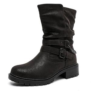 Luoika Women's Wide Width Combat Boots - Extra Wide Width Low Heel Side Zipper Slouchy Ankle Boots Short Booties. 8 X-Wide, Black 402