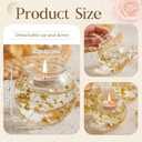 Reallnaive 8 Pcs Floating Candle Holders with 8 Pcs Bright Pearl String Beads, Glass Clear Votive Tealight Bowl Holder for Wedding Dinning Room Party Tables Centerpiece Decor (Gold)