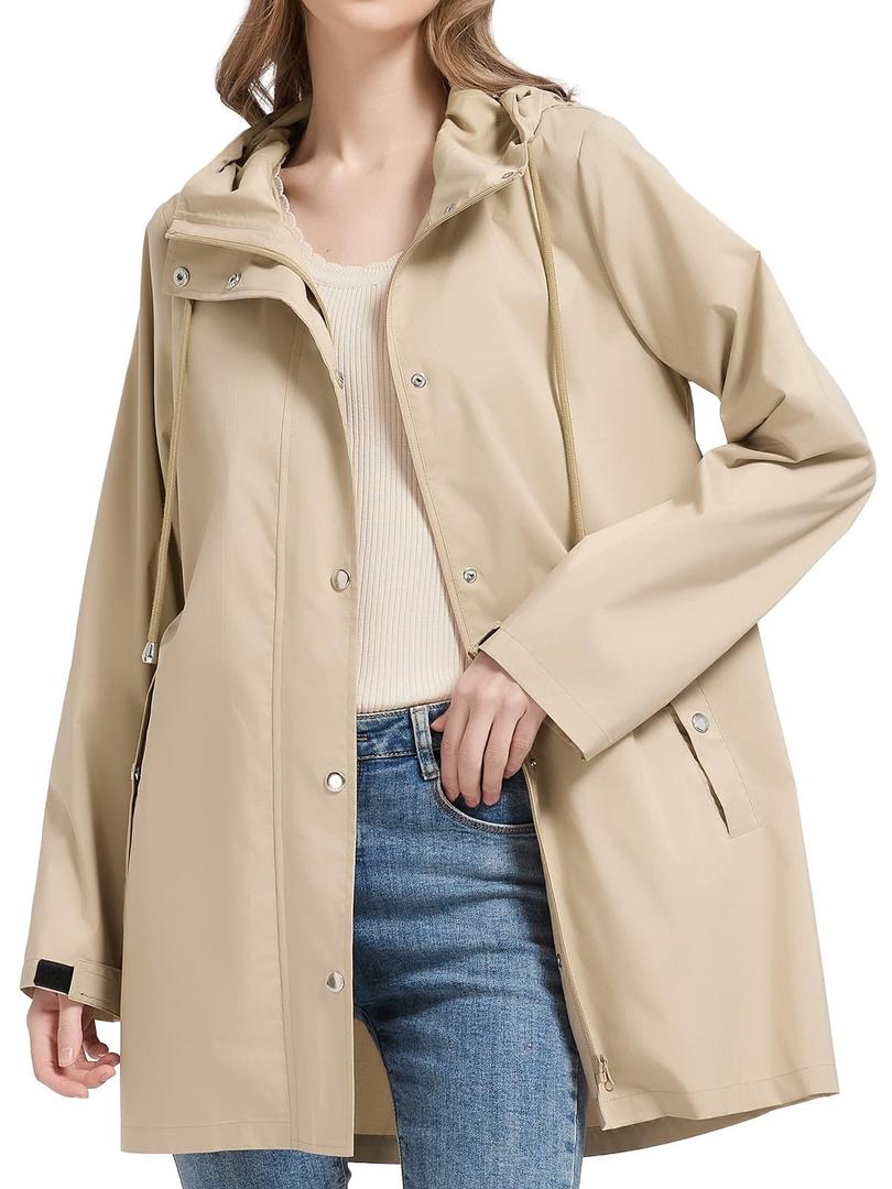 Orolay Long Packable Rain Jacket Women Waterproof Raincoat with Hood M