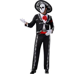 Spooktacular Creations Halloween Mens Day of The Dead Costume, Mariachis Skeleton Costume (Small)