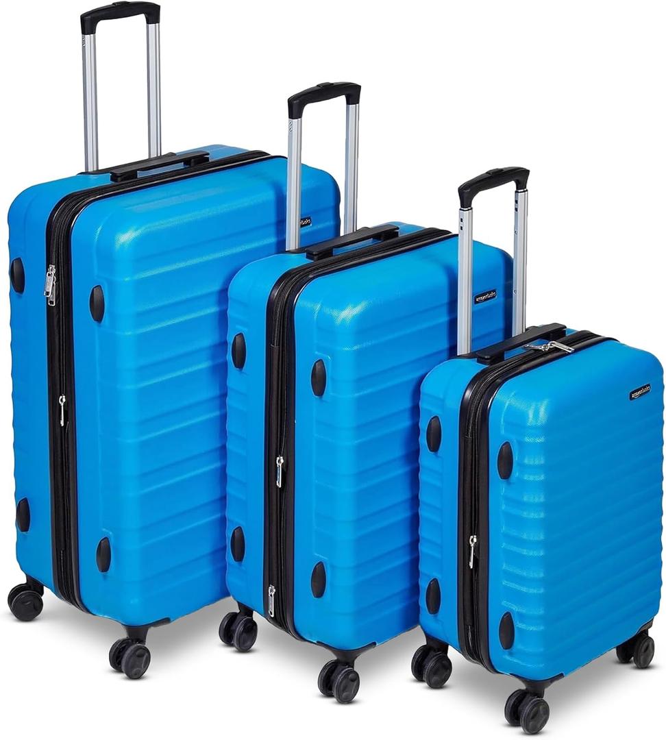 Amazon Basics 3-Piece Set (21", 26", 30"), Hardshell Suitcases With Wheels, Expandable For Up to 25% More Space, With Scratch-Resistant Surface, Four Multi-directional Wheels, Light Blue Amazon Basics 3-Piece Set (21", 26", 30"), Hardshell Suitcases With Wheels, Expandable For Up to 25% More Space, With Scratch-Resistant Surface, Four Multi-directional Wheels, Light Blue