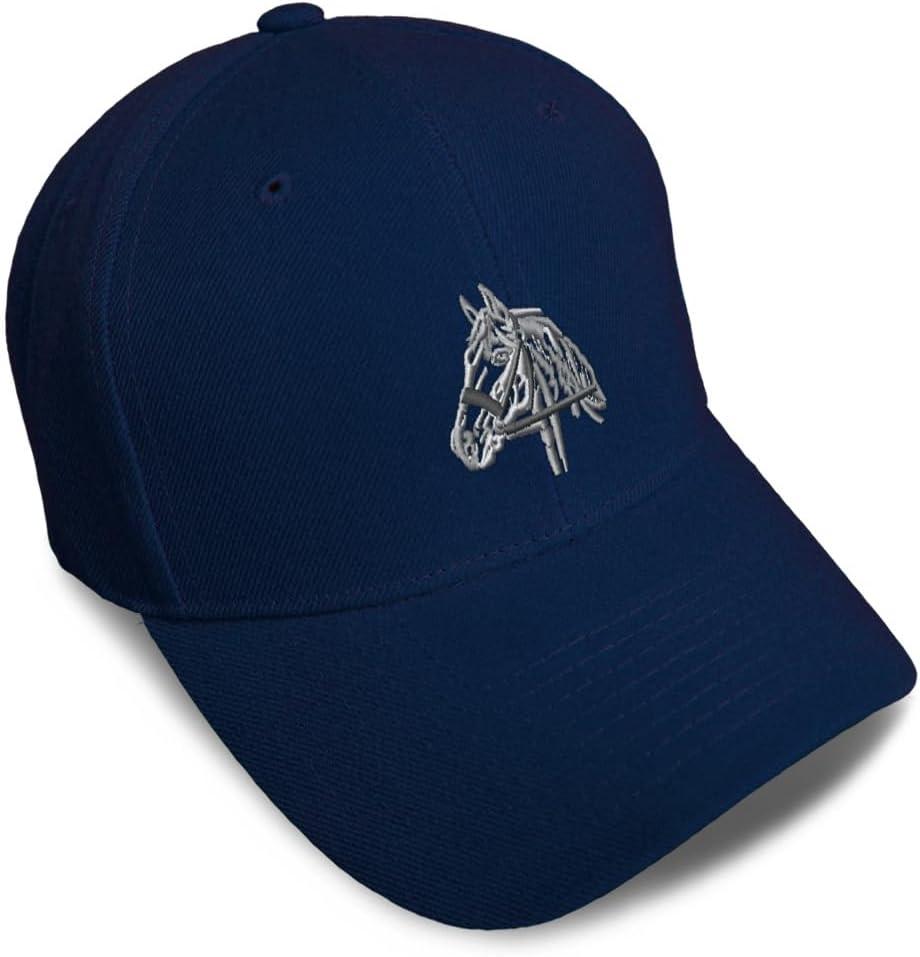 Custom Baseball Cap Horse Riding Equestrian Embroidery Dad Hats for Men & Women (Navy Design Only)