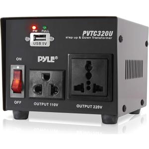 Pyle Step Up and Down Converter - 500 Watt Voltage Converter Transformer w/ USB Charging Port, UK Power Adapter, AC 110 / 120 to 220 / 240 Volt Vice Versa, 110V/120V/220V/240V Input Voltage