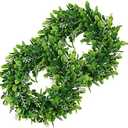 LSKYTOP 2 Pcs Boxwood Wreath with Artificial Wreath Green Leaves Door Wall Window Decoration,11Inch/PC