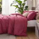Bedsure Queen Comforter Set - Dark Red Comforter Queen Size, Soft Bedding for All Seasons, Cationic Dyed Bedding Set, 3 Pieces, 1 Comforter (90"x90") and 2 Pillow Shams (20"x26"+2")
